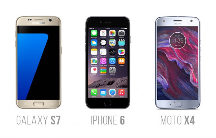 Samsung Galaxy S7 vs iPhone 6 vs Moto X4