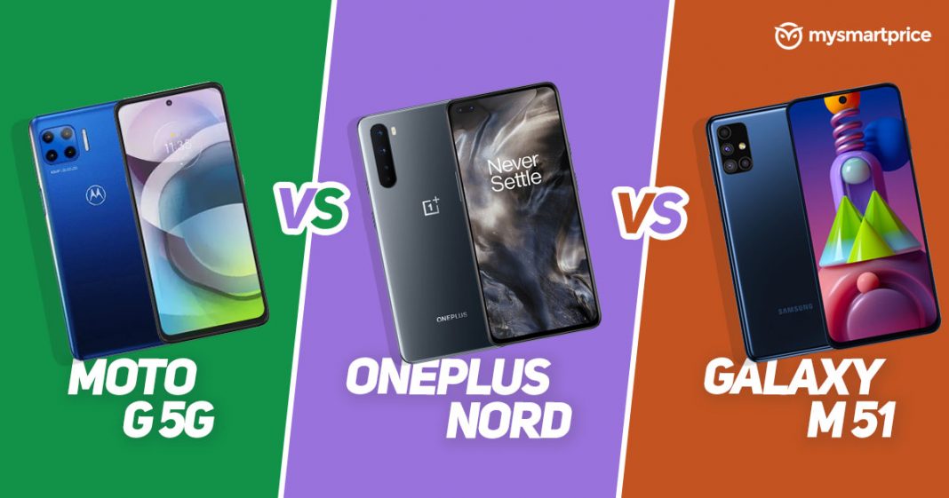 Moto g 5G vs Samsung Galaxy M51 vs OnePlus Nord: Price in ...