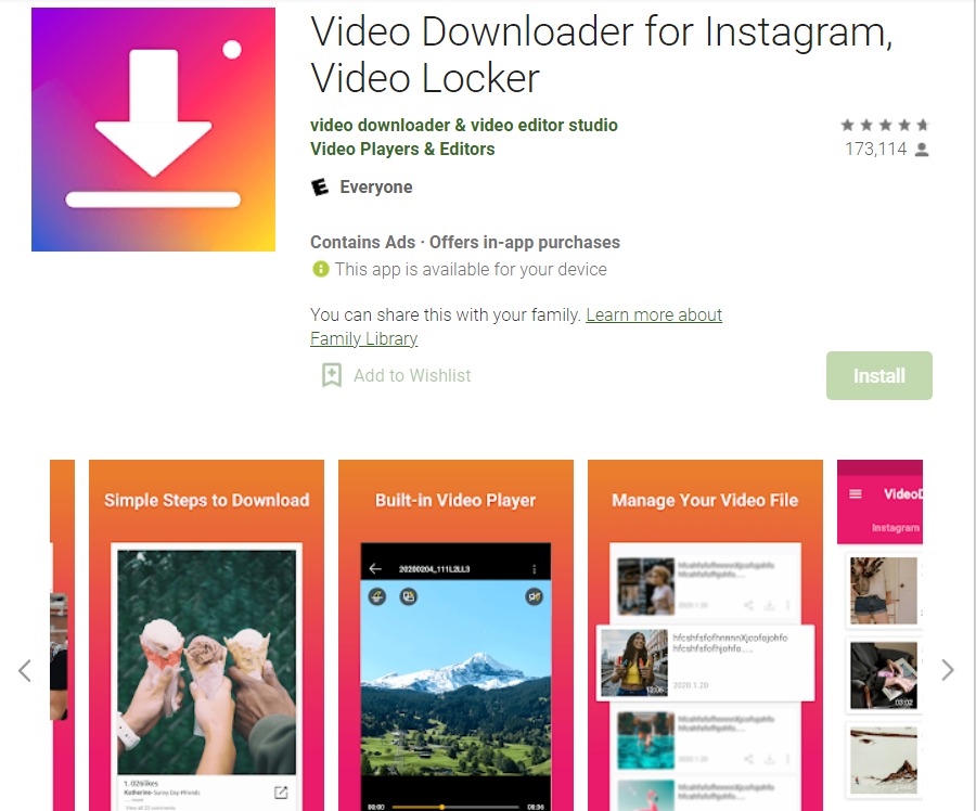 Video Downloader for Instagram on Android